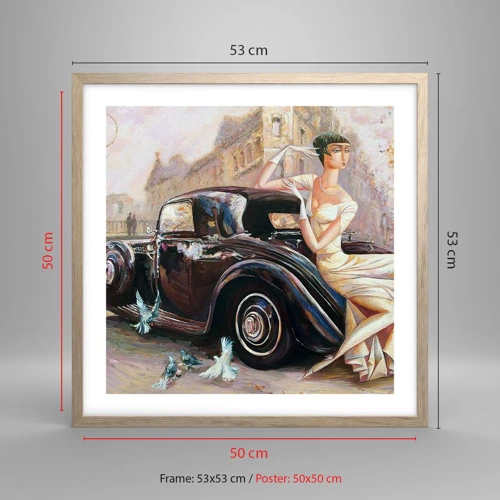 Plakat w ramie jasny dąb - Elegancja w stylu retro - 50x50 cm