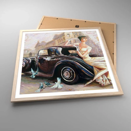 Plakat w ramie jasny dąb - Elegancja w stylu retro - 60x60 cm