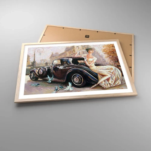 Plakat w ramie jasny dąb - Elegancja w stylu retro - 70x50 cm