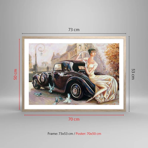 Plakat w ramie jasny dąb - Elegancja w stylu retro - 70x50 cm