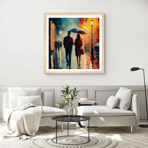 Plakat w ramie jasny dąb - Miejska love story - 30x30 cm