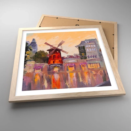 Plakat w ramie jasny dąb - Paryskie ikony – Moulin Rouge - 40x40 cm