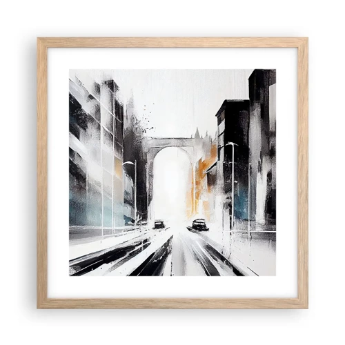 Plakat w ramie jasny dąb - Studium miasta: architektura i ruch - 40x40 cm