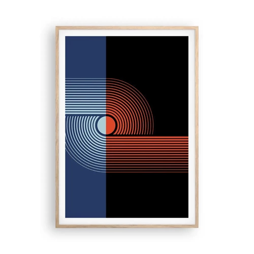 Plakat w ramie jasny dąb - W geometrycznym uścisku - 70x100 cm