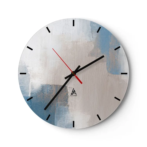 Zegar ścienny - Abstrakcja różowa za zasłoną błękitu - 30x30 cm