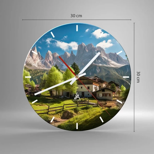 Zegar ścienny - Alpejska sielanka - 30x30 cm
