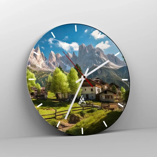 Zegar ścienny - Alpejska sielanka - 30x30 cm
