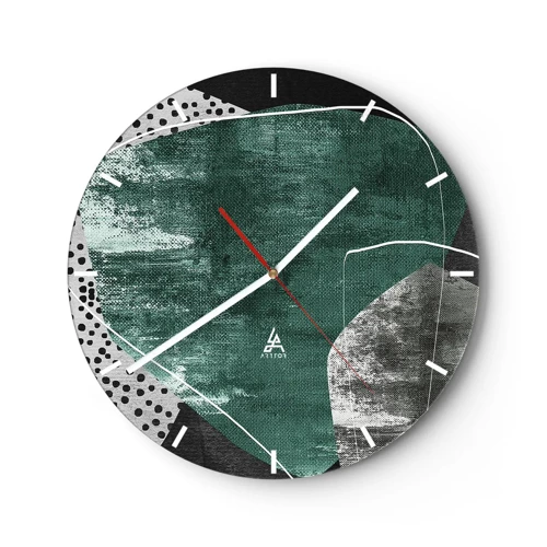 Zegar ścienny - Barwna abstrakcja z płatkiem złota - 30x30 cm