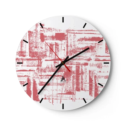 Zegar ścienny - Czerwone miasto - 30x30 cm