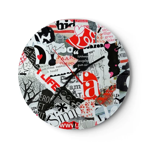 Zegar ścienny - Hipsterski kolaż - 30x30 cm