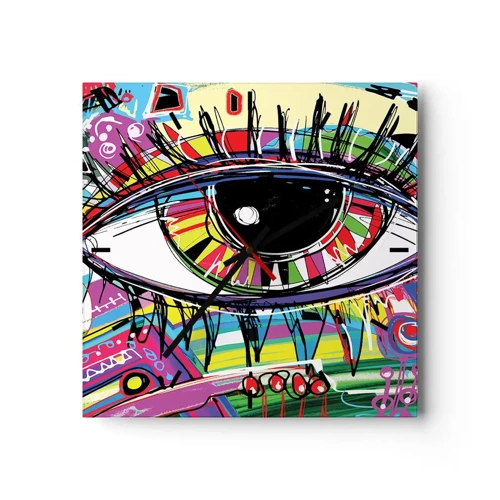 Zegar ścienny - Kolorowe oko - kolorowa dusza - 30x30 cm