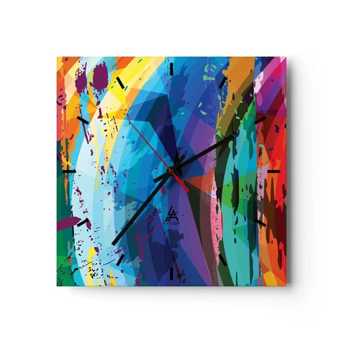 Zegar ścienny - Kolorowy zawrót głowy - 30x30 cm