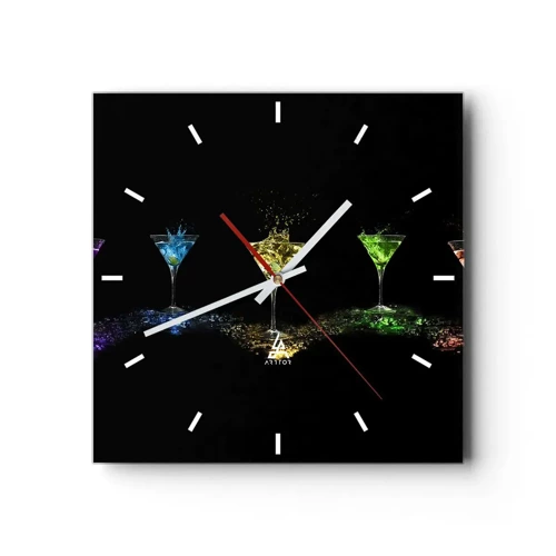 Zegar ścienny - Kolory radości w kryształowym szkle - 30x30 cm
