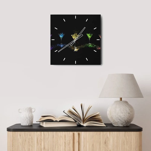 Zegar ścienny - Kolory radości w kryształowym szkle - 30x30 cm