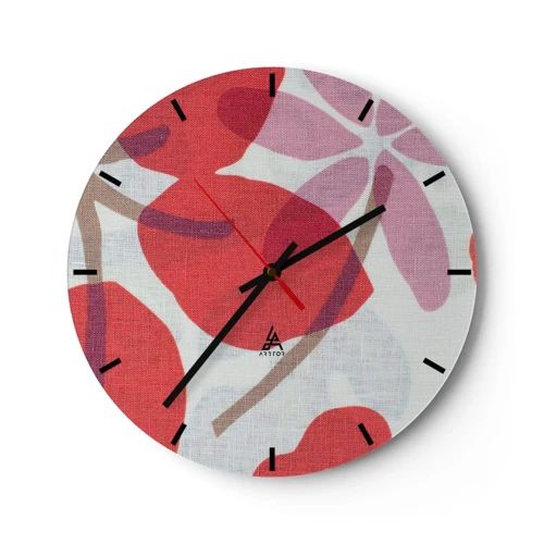 Zegar ścienny - Kompozycja kwiatowa w różu - 30x30 cm