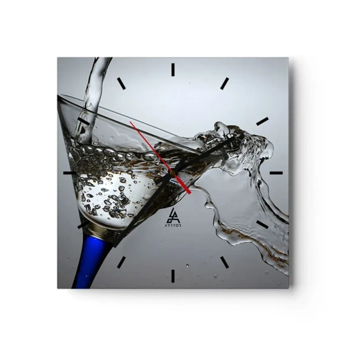 Zegar ścienny - Krystaliczna woda w kryształowym szkle - 30x30 cm