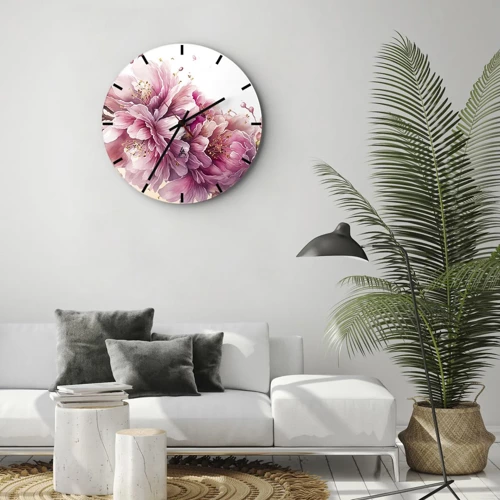 Zegar ścienny - Kwiat kwitnącej wiśni - 30x30 cm