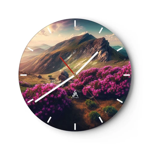 Zegar ścienny - Lato w górach - 30x30 cm