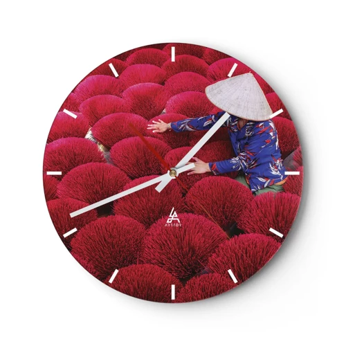 Zegar ścienny - Na ryżowym polu - 30x30 cm