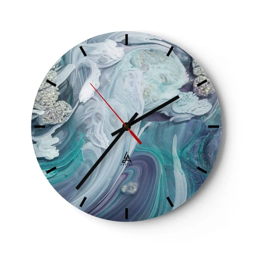 Zegar ścienny - Nurty błękitu - 30x30 cm