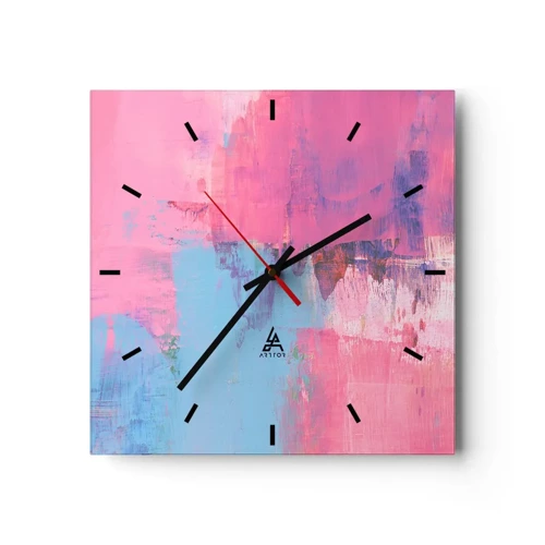 Zegar ścienny - Róż, błękit i szczypta światła - 30x30 cm