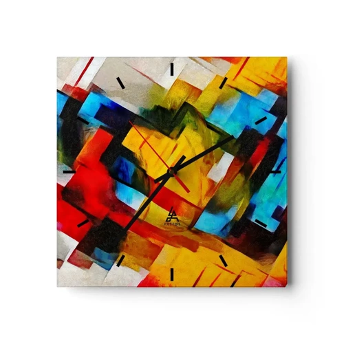 Zegar ścienny - Różnobarwny przekładaniec - 30x30 cm