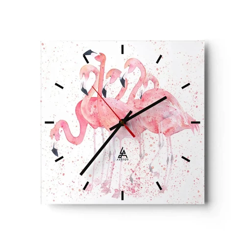 Zegar ścienny - Różowy ansambl - 30x30 cm