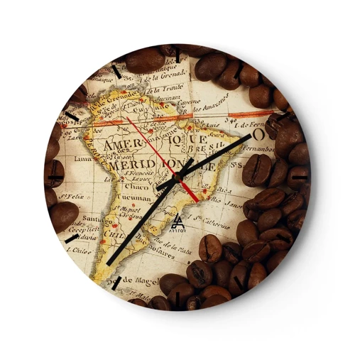 Zegar ścienny - Skąd pochodzi najlepsza kawa? - 30x30 cm