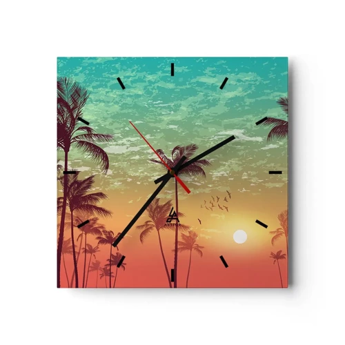 Zegar ścienny - Tropikalne klimaty - 30x30 cm