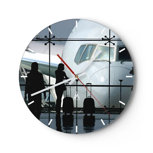 Zegar ścienny - Vis a vis na lotnisku - 30x30 cm