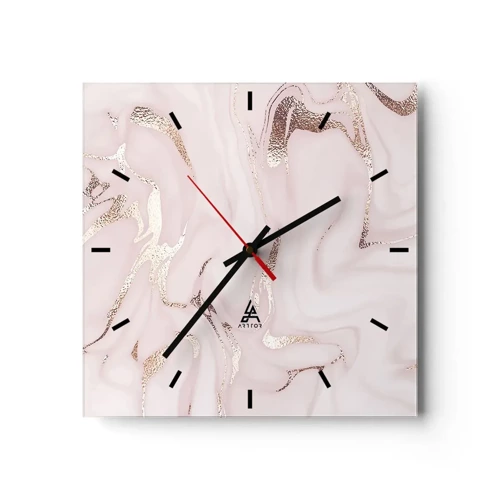 Zegar ścienny - W różowym szale - 30x30 cm