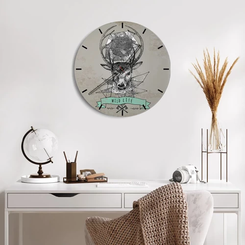Zegar ścienny - Widzenie św. Hubertusa - 30x30 cm