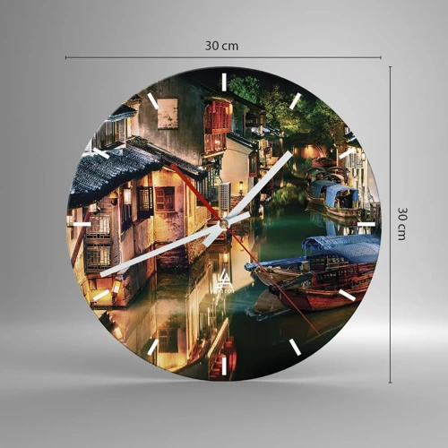 Zegar ścienny - Wieczór na chińskiej ulicy - 30x30 cm
