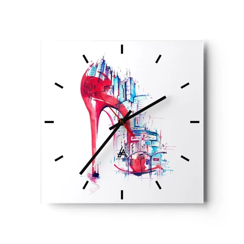 Zegar ścienny - Wielkomiejska elegantka - 30x30 cm