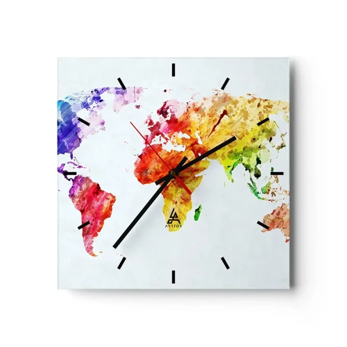 Zegar ścienny - Wszystkie barwy świata - 30x30 cm