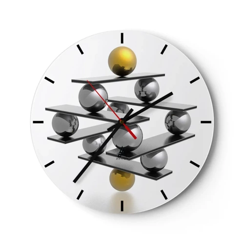 Zegar ścienny - Złoto-srebrna równowaga - 30x30 cm