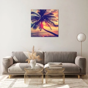 Obraz na szkle - Wieczór pod palmami - 60x60 cm