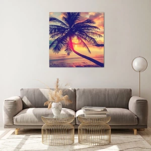 Obraz na szkle - Wieczór pod palmami - 70x70 cm