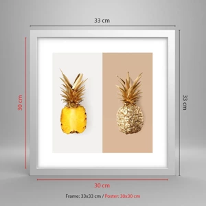 Plakat w białej ramie - Ananas dla nas - 30x30 cm