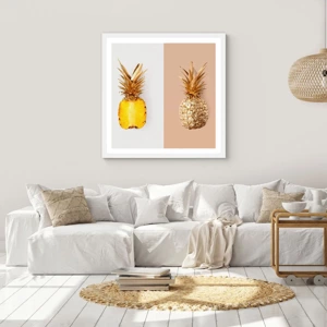 Plakat w białej ramie - Ananas dla nas - 30x30 cm