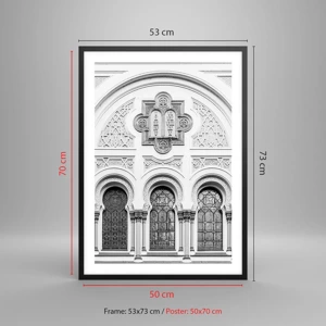 Plakat w czarnej ramie - Na pograniczu kultur - Detal architektoniczny w stylu neogotyckim, czarno-biały - 50x70cm